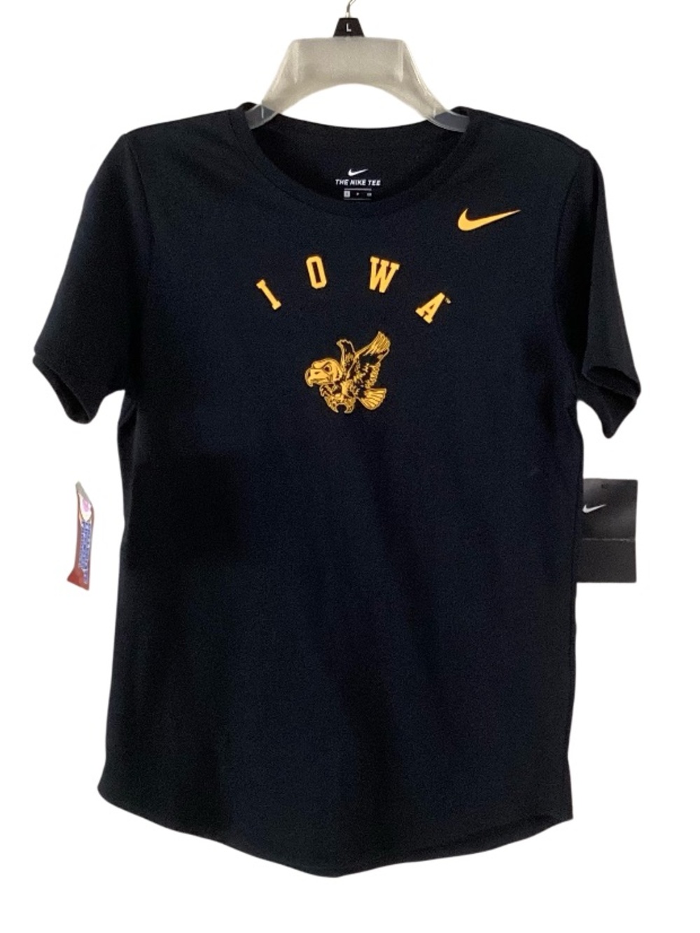 Nike Black Tee with Gold Iowa Hawkeye Graphic Small New